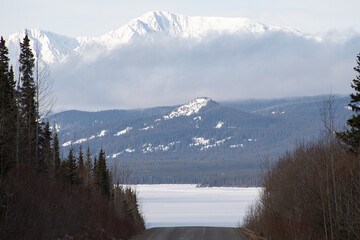 mountain lake in winter