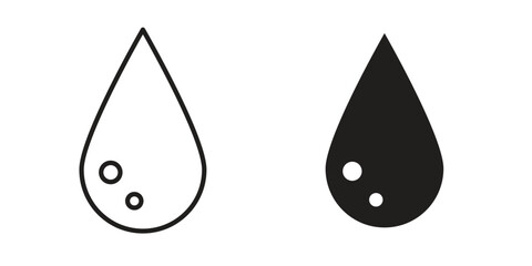 Drop icon symbol set in black. line and flat icons