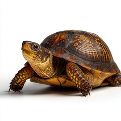 Fototapeta premium Western Box Turtle isolated on white background --chaos 5 --ar 1:1 --relax --quality 4 --raw --profile a9ld8lf --stylize 50 --v 7 Job ID: 73ad570d-f2cc-41f7-bc39-0f341f00b10b