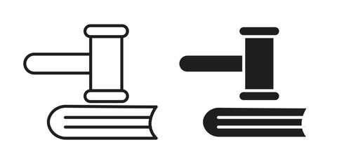 employment law icon symbol set in black. line and flat icons