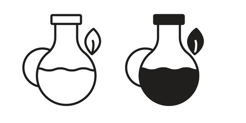Massage oil icon symbol set in black. line and flat icons
