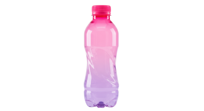 Pink and Purple Gradient Plastic Water Bottle.