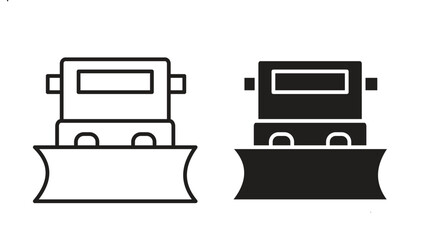 Fototapeta premium Snowplow icon symbol set in black. line and flat icons