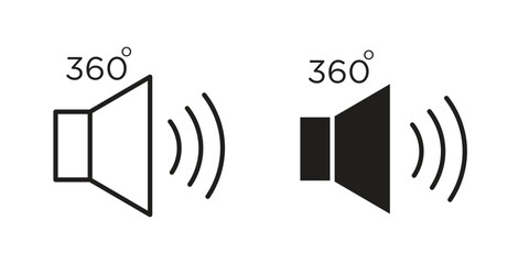 Surround sound icon symbol set in black. line and flat icons