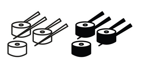 Sushi icon symbol set in black. line and flat icons