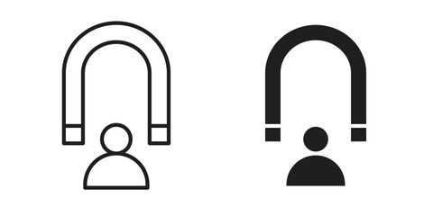 User engagement icon symbol set in black. line and flat icons