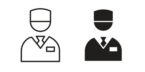 Valet icon symbol set in black. line and flat icons