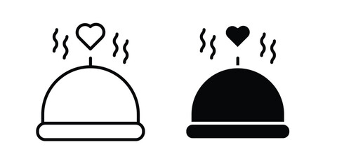 Wedding dinner icon symbol set in black. line and flat icons
