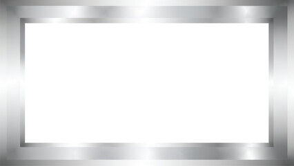 Rectangle silver metallic frame border vector on transparent background