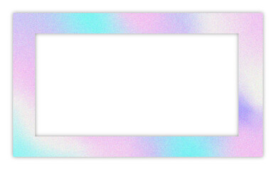 Holographic glitter frame border with shadow on transparent background