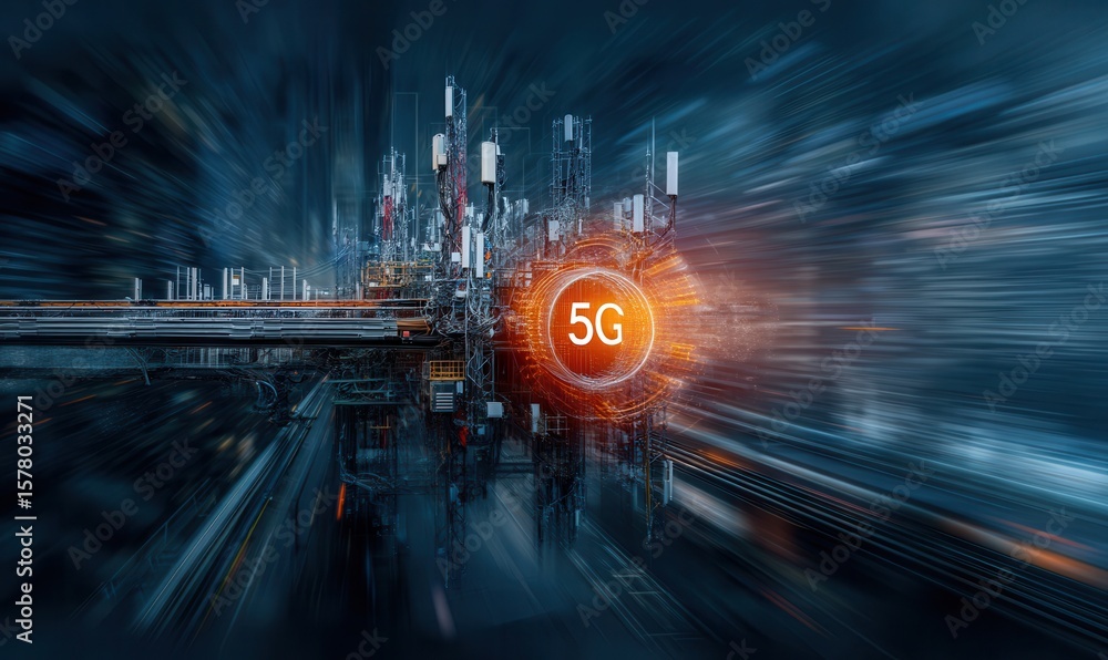 Poster abstract depiction of future connectivity with 5g network technology and fast data