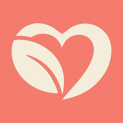 A heart shape intertwined with a leaf design, symbolizing love and care for the environment with conveying themes of sustainability, wellness, and harmony