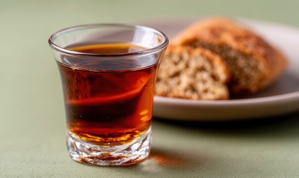 Apricot spirit with qurut and bread in Tajikistan offers a traditional Central Asian treat