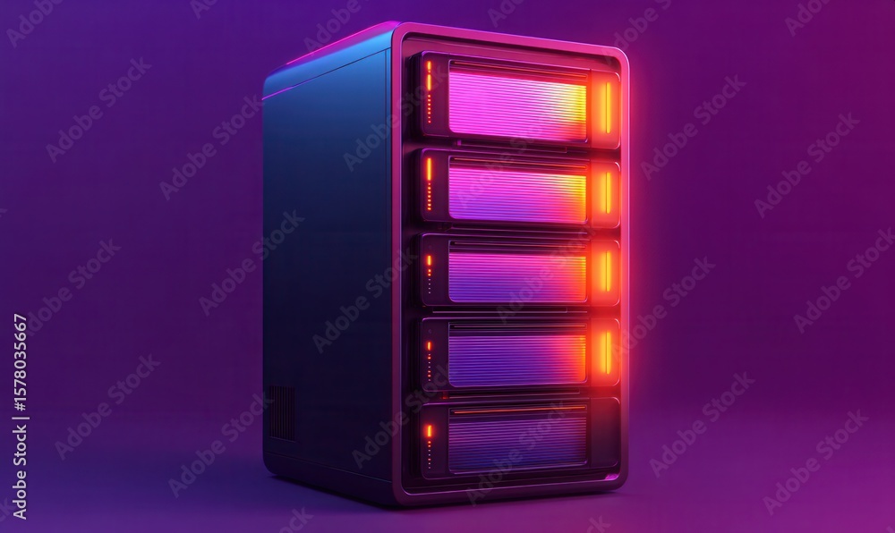 Poster modern hosting server stack showcases cutting edge technology with soft shades