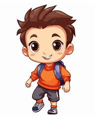 Cute Cartoon Boy with Backpack Illustration