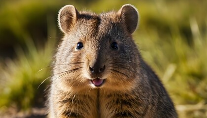 Naklejka premium closeup of a quokka smiling