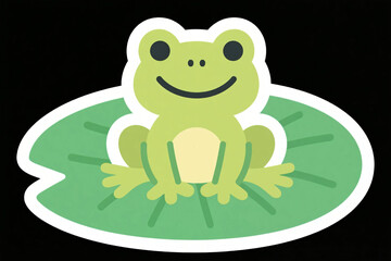 Obraz premium Cartoon frog on lotus leaf