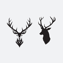 Deer Head Black Graphic Animal Head Deer Design Illustration Art