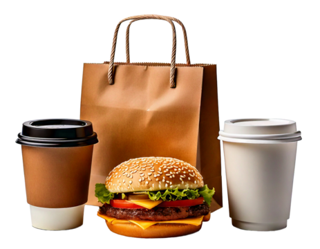 Enjoy a delicious burger accompanied by coffee and presented in a convenient takeaway bag, r.png