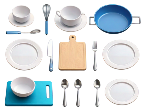 kitchen 3D vector icon set png