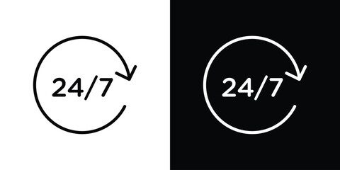 24 7 icon in vector. Logotype