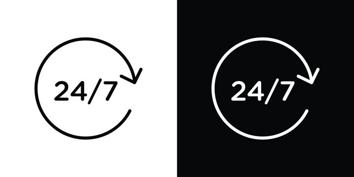 24 7 icon in vector. Logotype