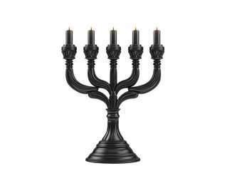 Fototapeta premium Elegant black candelabra with five candle holders, creating a sophisticated ambiance for any setting.