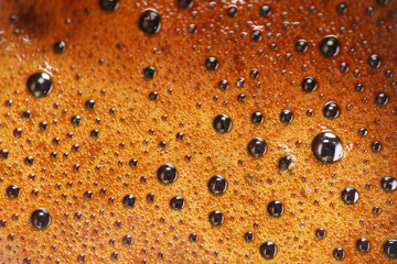 Extreme close up of espresso coffee foam as background
