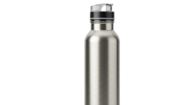 Stainless Steel Water Bottle Isolated 25. - Powered by Adobe