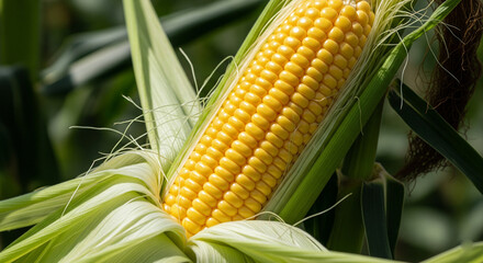 close up of fresh corn cob 