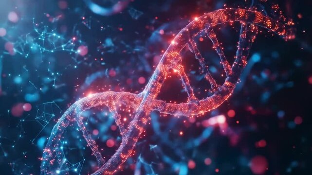 Personalized gene therapy with AI modified DNA strands in genetic engineering laboratory for molecular medicine breakthrough. Genetic magic animation - Powered by Adobe
