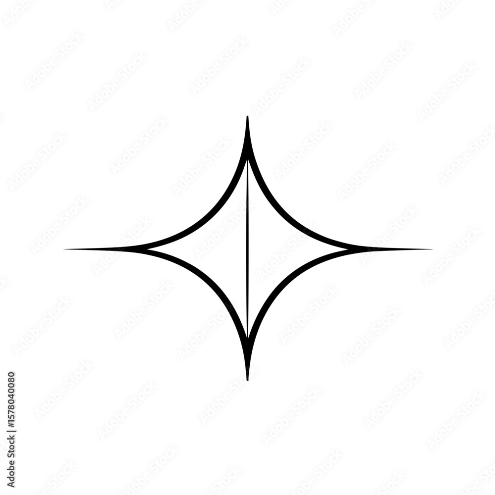 Poster stylized black and white star shape with pointed edges and a vertical line in the center design elem