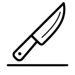 Obraz premium Kitchen Knife Minimalist Icon with Thick Black Line Outline