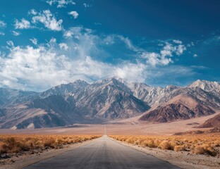 Open road leading to mountains under a vibrant sky