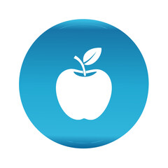 Apple Silhouette on Gradient Blue Circle: Healthy Eating and Educational Symbol