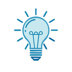 Blue Light Bulb Vector Icon Representing Idea Generation Innovation and Creative Thinking Process