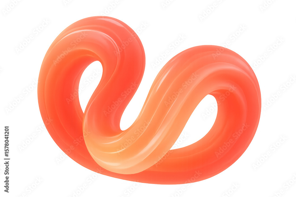 Aufkleber glossy orange spiral curving dynamically, forming sleek abstract pattern on transparent backdrop