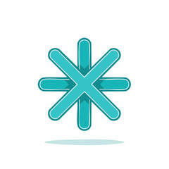 Turquoise Radial Symbol Illustration: Abstract, Minimalist Design, Shape, Ornament, Decoration, Art, Graphic