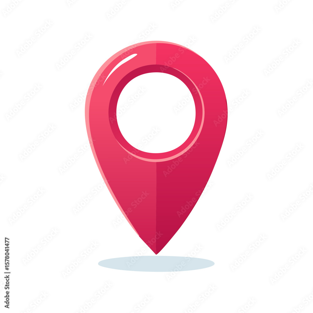 Poster vivid red location pointer icon for maps navigation and destination searches