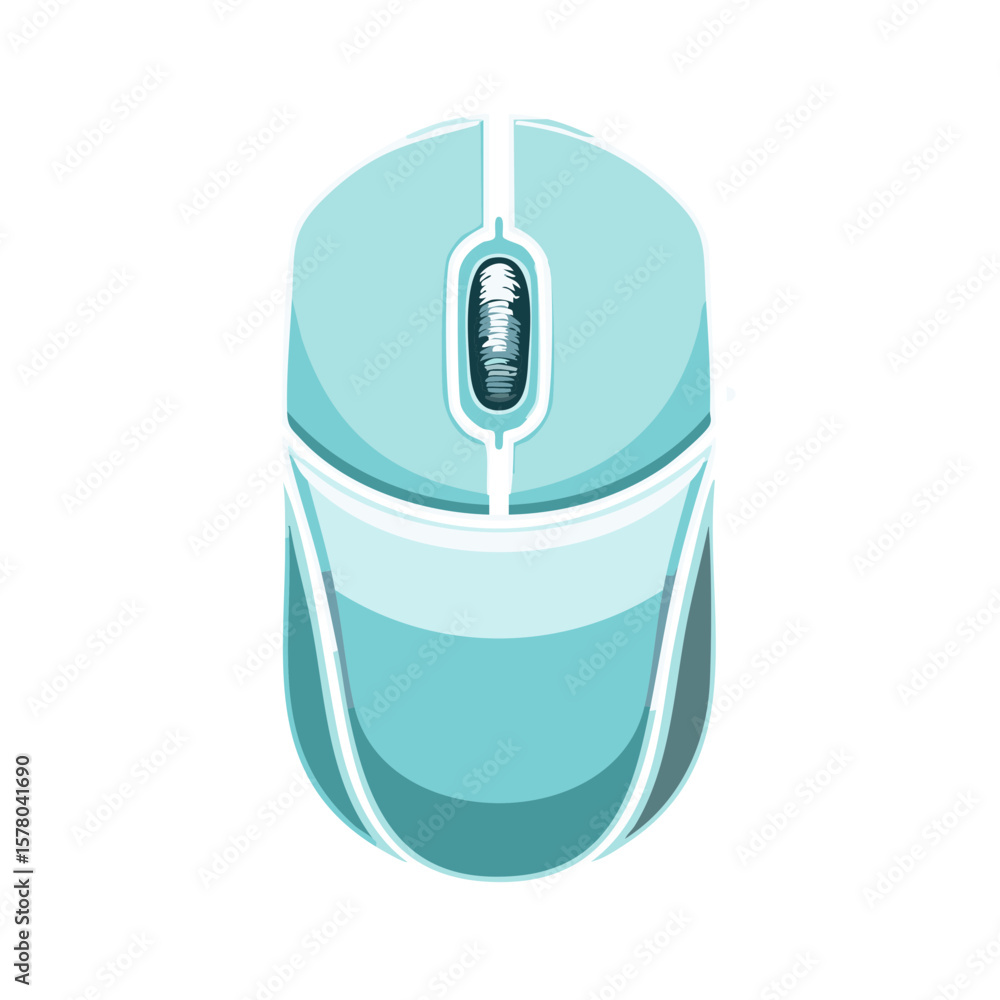 Poster turquoise computer mouse with scroll wheel for precise cursor control illustration