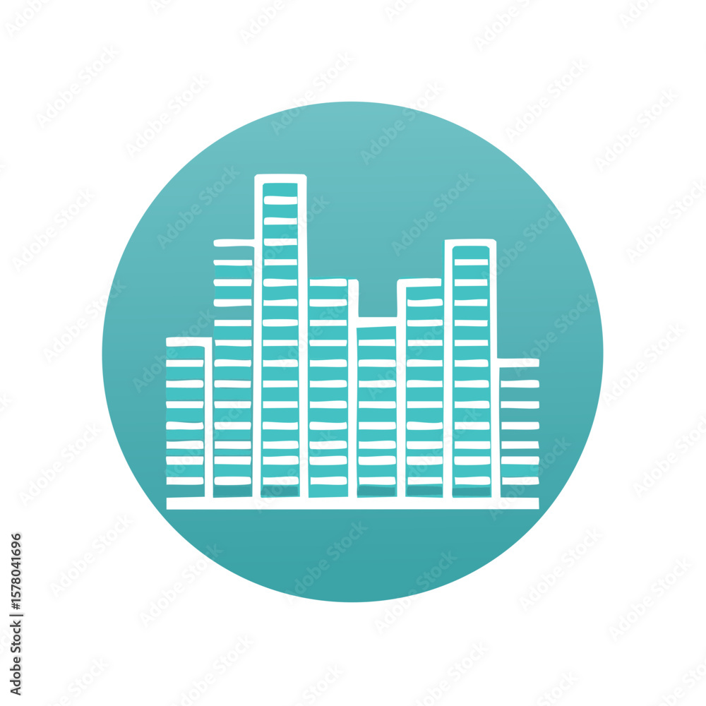 Aufkleber sound wave equalizer display in teal gradient circle, showing frequency, volume, and level visualiza