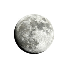 A captivating full moon shines brightly against the stark black of space, showcasing craters and lunar surface details, ideal for astronomy enthusiasts or space themed designs.