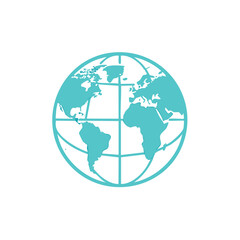 Fototapeta premium Teal World Globe Graphic with Continents for Cartography and Global Communication Designs