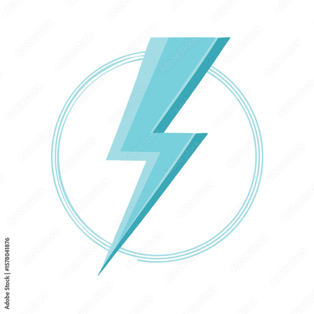 Poster stylish blue lightning bolt symbol encapsulated in a delicate circular design