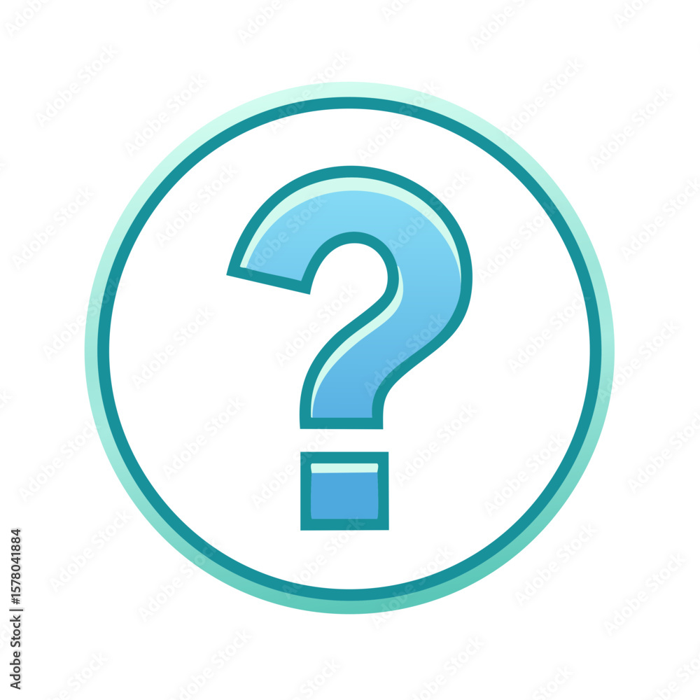 Poster blue question mark icon within circle design element