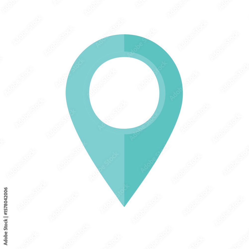 Poster minimalistic teal location pin icon, navigation marker for maps and geo tracking applications