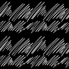 Seamless black and white abstract pattern with chaotic hand-drawn lines and scribbles. Energetic texture perfect for textiles, packaging, prints, and modern digital design.