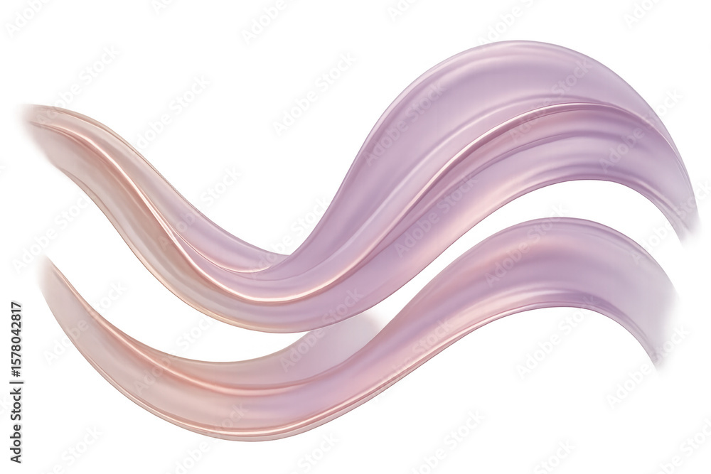 Poster pink paint strokes curving gracefully, intersecting dynamically on transparent surface, forming arti