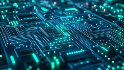 Obraz premium Digital green and blue background