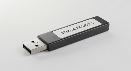 USB Flash Drive with School Projects Label